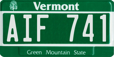 VT license plate AIF741