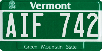 VT license plate AIF742