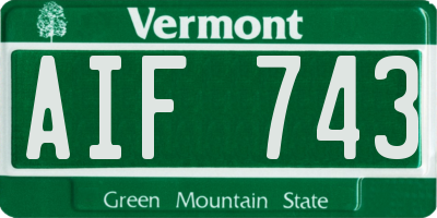 VT license plate AIF743
