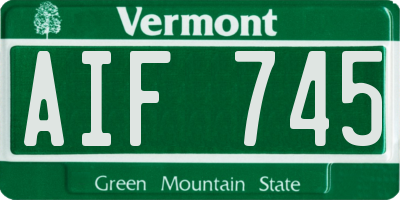 VT license plate AIF745