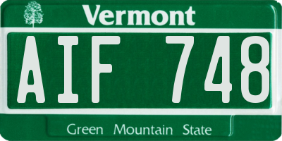 VT license plate AIF748