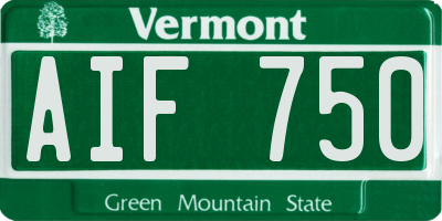 VT license plate AIF750