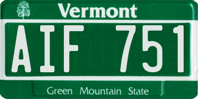 VT license plate AIF751
