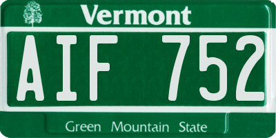 VT license plate AIF752