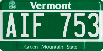 VT license plate AIF753