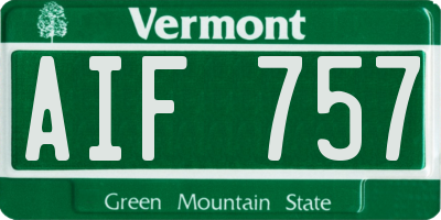 VT license plate AIF757