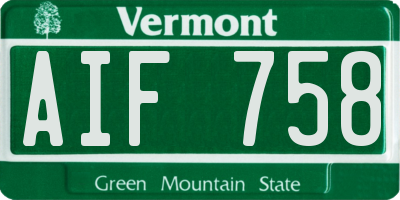 VT license plate AIF758