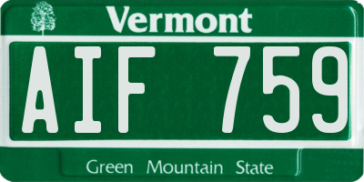 VT license plate AIF759