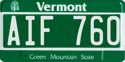 VT license plate AIF760
