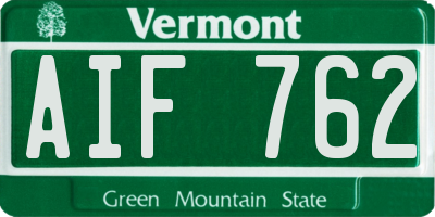 VT license plate AIF762