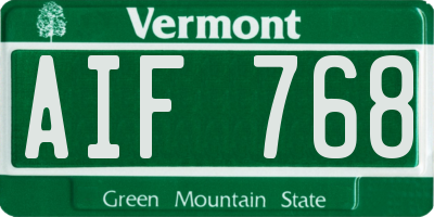 VT license plate AIF768