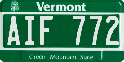VT license plate AIF772
