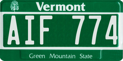VT license plate AIF774
