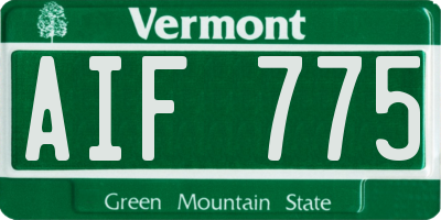 VT license plate AIF775
