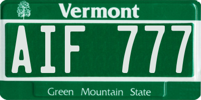 VT license plate AIF777
