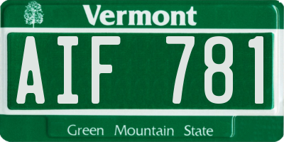 VT license plate AIF781