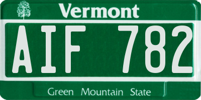 VT license plate AIF782