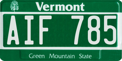 VT license plate AIF785