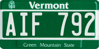 VT license plate AIF792