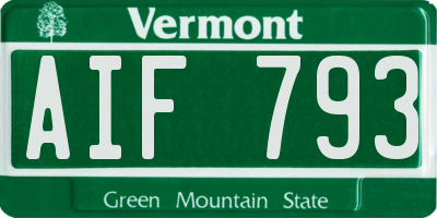 VT license plate AIF793