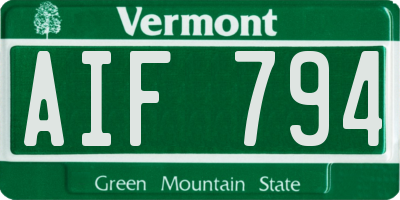 VT license plate AIF794