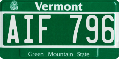 VT license plate AIF796