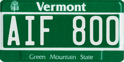 VT license plate AIF800
