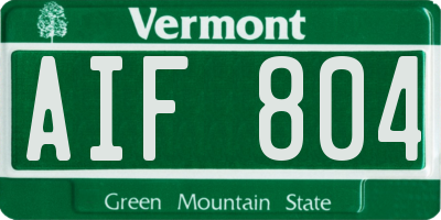 VT license plate AIF804