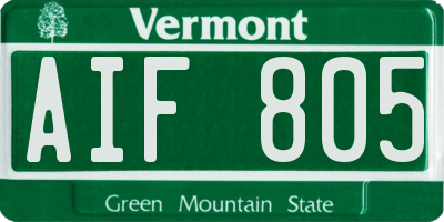 VT license plate AIF805