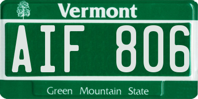 VT license plate AIF806