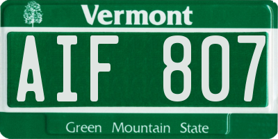 VT license plate AIF807