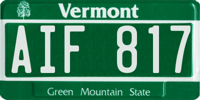 VT license plate AIF817