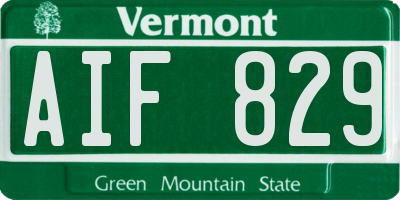 VT license plate AIF829