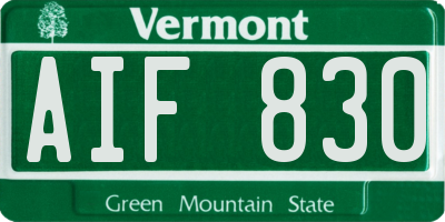 VT license plate AIF830