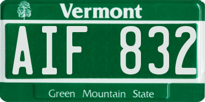 VT license plate AIF832