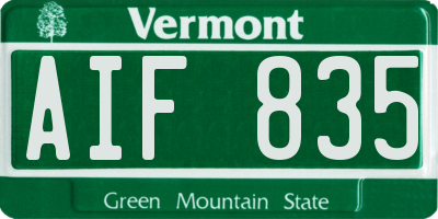 VT license plate AIF835