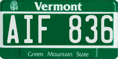 VT license plate AIF836