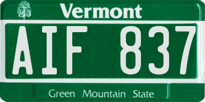 VT license plate AIF837