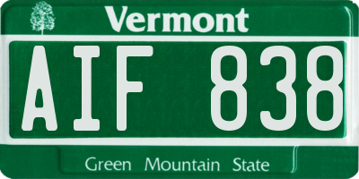 VT license plate AIF838