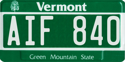 VT license plate AIF840