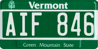 VT license plate AIF846