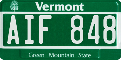 VT license plate AIF848