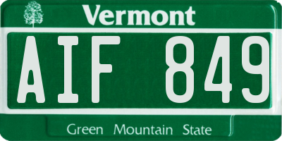 VT license plate AIF849