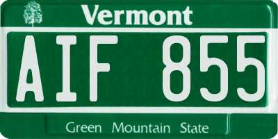VT license plate AIF855