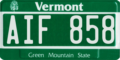VT license plate AIF858