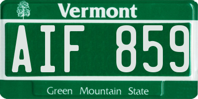 VT license plate AIF859