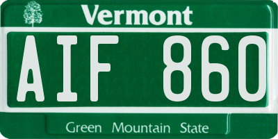 VT license plate AIF860