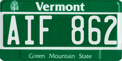 VT license plate AIF862