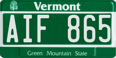 VT license plate AIF865