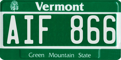 VT license plate AIF866